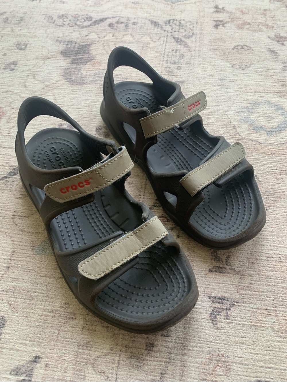 CROCS Kids Brown Sandals with Tan Straps